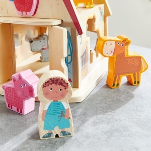 Jucarie Sortare HABA 306625 - Ferma, 6 Figurine, Din Lemn, 21 x 17,6 x 17,8 cm - Img 6