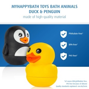 Jucarii de Baie Reer MyHappyBath - Set 2 Piese (Rata si Pinguin) din Silicon - Img 3