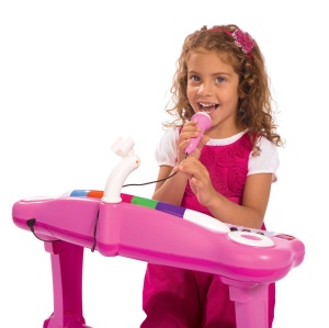 Keyboard Stand pentru copii Simba 106830690, 31 taste, cu microfon, roz - Img 3