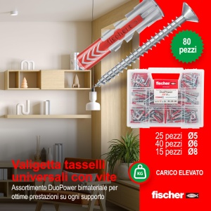 Kit de dibluri Fischer 544546 Duopower cu suruburi, 160 piese, diverse dimensiuni - Img 3