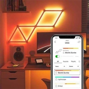 Kit de iluminare inteligent Nanoleaf Lines 60 grade, 9 LED RGBW, modular, 16 milioane culori - Img 2