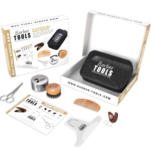 Kit de ingrijire a barbii - Set complet cu pieptene, pensula si accesorii - Img 2