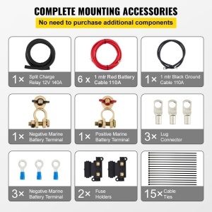 Kit separator baterii auto VEVOR JDQTJ-6M, 12V, 140A, IP65, accesorii incluse - Img 3