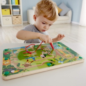 Labirint magnetic Hape Jungle din lemn cu animale si obstacole interactive - Img 3