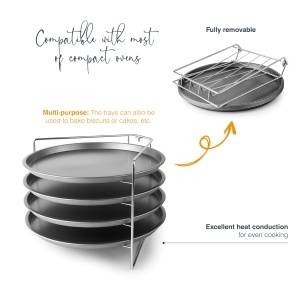 Lacor 61462 Suport pentru copt pizza 4 tavi antiaderente multifunctional rezistent la temperaturi inalte - Img 4