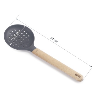Lacor 68188 Spumiera din silicon maner din lemn de fag rezistenta la temperaturi inalte 34 cm gri - Img 2