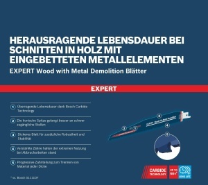 Lama pentru fierastrau sabie Bosch Expert S 1167 XHM, 225 mm, Carbide, pentru lemn si metal - Img 5