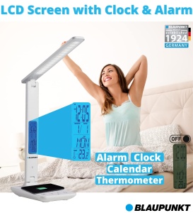 Lampa de birou LED Blaupunkt cu incarcator wireless 5 moduri de culoare afisaj LCD negru - Img 4