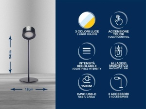 Lampa de citit BEPER P201UTP301, 2.3 W, reincarcabila, 3 culori, neagra - Img 2