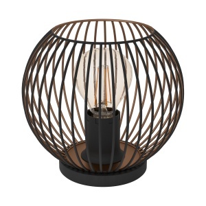 Lampa de masa EGLO Almanzora, metal, negru si cupru, E27, 20 cm