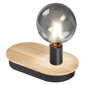 Lampa de masa LEDVANCE DECOR Wood, E27, USB, negru, lemn FSC, IP20 - Img 8