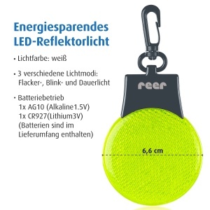 Lampa de siguranta reer LightGo pentru copii, LED, 3 moduri de iluminare, verde fluorescent - Img 4
