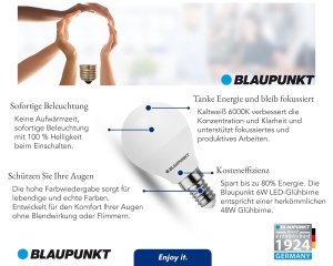 Lampa LED Blaupunkt E14, 6W, 510 Lumen, 6000K, 2 bucati - Img 3