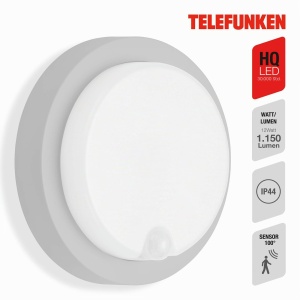 Lampa LED de Exterior TELEFUNKEN cu Senzor, 12W, 1150 Lumen, Argintie - Img 2