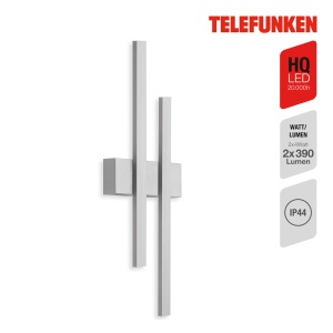 Lampa LED de Exterior TELEFUNKEN GRAZ, 2 Flacari, 8W, 780 Lumen, Argintie - Img 2