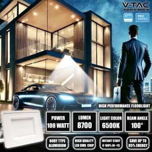 Lampa LED de Exterior V-TAC, 100 W, 8700 Lumen, Alb, IP65 - Img 3