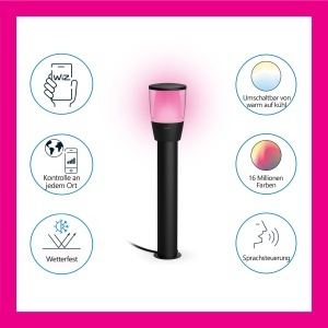 Lampa LED Exterioara WiZ Elpas, Dimmabila, 16 Milioane Culori, Neagra - Img 4