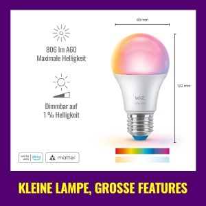 Lampa LED Inteligenta WiZ A60, E27, 806 Lumen, Dimmabila, Culoare Completa - Img 10