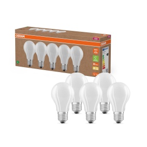Lampa LED Osram E27, 4W, cald alb, pachet 5 bucati