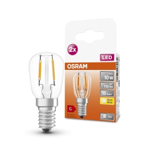 Lampa LED Osram T26 E14, 1.3W, 110lm, 2700K, 2 bucati