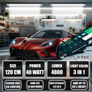 Lampa LED V-TAC 120 CM 20W, 4800 Lumen, CCT 3 in 1 - Img 3