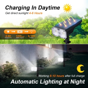 Lampa solara GRIFEMA 2er Set, 3000 K, 1200 mAh, IPX65 - Img 2
