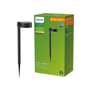 Lampa solara Philips Vynce 1,5W, senzori de lumina, IP44, neagra