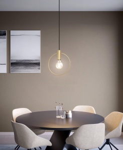 Lampa suspendata EGLO Manizales, design minimalist, metal auriu, E27 - Img 3