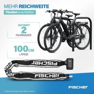 Lant de bicicleta FISCHER PROTEC PLUS CK100, 100 cm, negru, cu 3 chei - Img 3