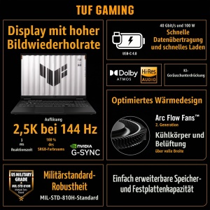 Laptop Gaming ASUS TUF A18 FA808UP-S8113, 45.7 cm, AMD Ryzen 7, 16GB RAM, Jager Grey - Img 2