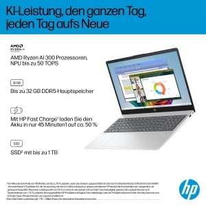 Laptop HP OmniBook 3, AMD Ryzen 5, 16GB RAM, 512GB SSD, 15.6 inch FHD, Argintiu - Img 3