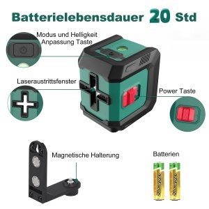 Laser Kreuzlinien HYCHIKA 15m, Verde, Auto-nivelare, 3 Moduri de Luminozitate - Img 7
