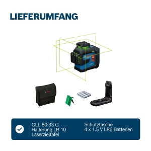 Laser liniar Bosch Professional GLL 80-33 G, verde, 30m, alimentare duala - Img 5