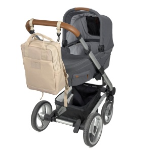 LASSIG Rucsac pentru scutece pentru bebelusi Rucsac pentru scutece Rucsac cu covoras de schimbat, atasament pentru carucior, cusca pentru sticle produs in mod durabil/GRE Vividal Rucsac humus - Img 5