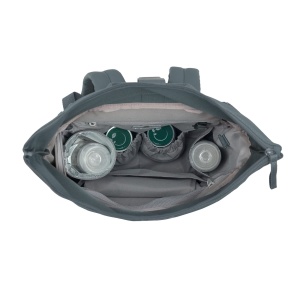 LASSIG Rucsac scutec pentru bebelusi Rucsac pentru scutece Rucsac cu covoras de infasat, atasament pentru carucior, suport pentru sticle produs in mod durabil/GRE Rucsac cu topul rulant antracit - Img 8