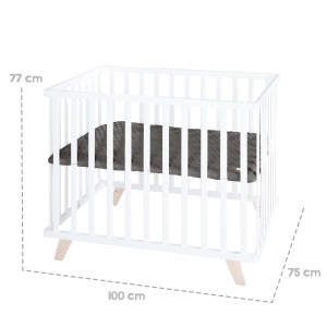 Laufgitter pentru copii roba 75 x 100 cm, alb, cu inaltime ajustabila, inclusiv protectie - Img 7