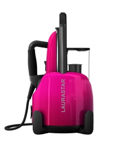 Laurastar Lift Plus Pinky Pop, Statie de calcat 3 in 1 care sifoneaza, calca si curata hainele, Abur igienic, Infasurare automata a cablului, Talpa din aluminiu 3D, Calcare verticala, Detasabil - Img 1