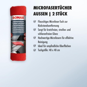 Lavete Microfibra SONAX pentru Exterior (2 bucati) - 40x40 cm, Calitate Premium - Img 3