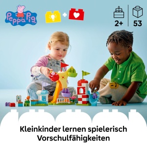 LEGO DUPLO Peppa Wutz Jahrmarkt 10453 Jucarie Montessori pentru Copii 2 ani cu Roti Gigante si Rampa - Img 2