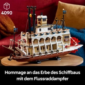 LEGO Ideas Vaporul cu vasle pe rau - Model de nava cu caracteristici interioare si interactive inclusiv vasle si comenzi functionale - Idee cadou pent - Img 3