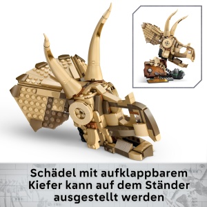 LEGO Jurassic World Fosile de dinozauri Model de craniu Triceratops jucarie de dinozaur pentru baieti si fete de 9 ani si peste cadou pentru copii si  - Img 4