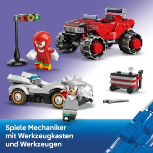 LEGO Sonic The Hedgehog Silvers Auto vs Knuckles Monstertruck 77118 Set Constructie 378 Piese - Img 3