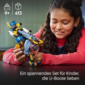 LEGO Technic 42201 Submarin Explorator Adancime 413 Piese Propulsoare Rotative si Greifarm - Img 2
