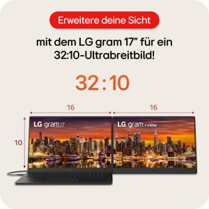 LG gram +View 17MT70, 17 Zoll Monitor portabil, 16:10, WQXGA 2.560x1.600, DCI-P3 99%, 350 cd/m2 Helligkeit, USB Typ-C - Img 3