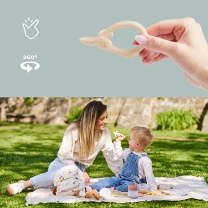 Lingura de invatare si muscatura Babymoov din silicon, 4 luni, bej - Img 5