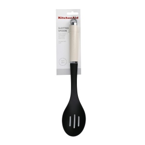 Lingura perforata KitchenAid Nylon Slotted Spoon Almond Cream rezistenta la caldura compatibila cu vase antiaderente - Img 5