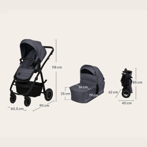 Lionelo Amber Plus 3-in-1 Carucior Multifunctional cu Babywanne si Scaun Auto - Img 9