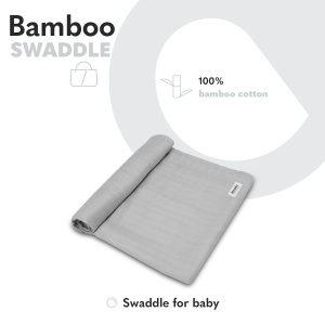 Lionelo Bamboo Swaddle 120x120 cm Material Natural Bambus Culoare Grey Stone - Img 2