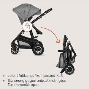 Lionelo Bianka Kinderwagen 3 in 1 Sistem de calatorie pliabil cu amortizoare si accesorii - Img 8