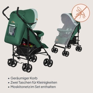 LIONELO Elia Buggy carucior pliabil mic de pana la 15 kg reglare spate si suport pentru picioare plasa de tantari cos de cumparaturi - Img 9